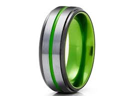 Black And Green Wedding Rings Black Tungsten Wedding Band Green Tungsten Wedding Ring Anniversary Ring Engagement Ring Men Women Green Wedding Band Brush Ring Green Tungsten Ring Green Tungsten Rings For Men