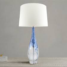 Contemporary Blue Glass Lamp 35 Inch Modern Art Glass Lamps With Ombre Aqua Base Handcrafted Crystal Coastal Lamps Blue Table Lamp Table Lamp Blue Glass Lamp