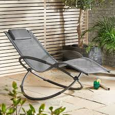Vonhaus Orb Rocking Chair Outdoor Folding Aluminium Frame Sun Lounger Features Arm And Head Rest For Garden Patio Deck Amazon Co Uk Garden Outdoor Sillas