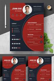 Creative Modern Circle Design Red Blue Resume Template Desain Resume Cv Kreatif Desain Cv