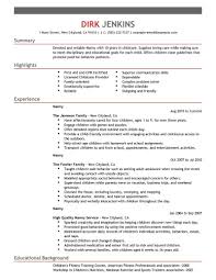 Professional Nanny Resume Examples Childcare Livecareer