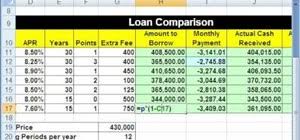 How To Compare Loans With A Spreadsheet In Microsoft Excel