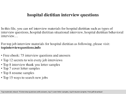 Hospital Dietitian Interview Questions