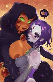 Raven and Starfire trying on each others costumes (CinnaBarbie) [DC  Comics, Teen Titans] : rrule34