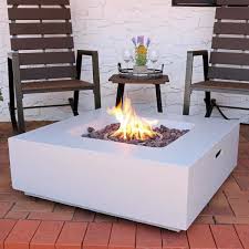 Just imagine spending summer and fall nights gathered around a fire making s'mores or chatting with family and friends! Sunnydaze Decor Contempo 34 75 In X 12 In Square Fiberglass Reinforced Concrete Propane Gas Fire Pit With Outdoor Cover And Lava Rocks War 427 The Home Depot