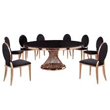 Choose between glass or wood round tables with chairs and enjoy free shipping on your order. Made In Foshan Golden Bird Nest Base Modern Round Dining Tables With 6 Chairs Buy Dining Tables Dining Tables With 6 Chairs Golden Dining Tables With 6 Chairs Product On Alibaba Com
