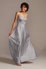 Spaghetti Strap Satin A Line Tall Bridesmaid Dress Style 4xlf20131 Me In 2020 Davids Bridal Bridesmaid Dresses Champagne Colored Bridesmaid Dresses Bridesmaid Dresses