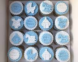 Includes a personalised wording indent topper (maximum 3 words, 6 letters per word/line. Baby Shower Cupcakes For A Boy Babyshowerbautizmo Cupcakes Shower Baby Shower Cupcakes For Boy Cupcakes For Boys Baby Shower Cakes For Boys