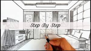 Wie Man Ein Schlafzimmer In Ein Punkt Perspektive Zu Zeichnen Raum In Perspektive In 2020 Interior Design Drawings Interior Design Sketches Room Perspective Drawing