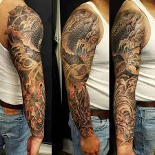 Chronic Ink Asian Tattoo Chinese Japanese Koi X Dragon Full Sleeve Tattoos Tattoo Sleeve Designs Full Sleeve Tattoo Design
