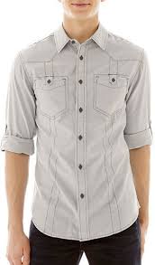 42 Jcpenney Chalc Long Sleeve Chambray Woven Shirt Business Casual Dress Shirts Chambray Shirt Men New Shirt Design