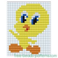 Tweety Bird Cross Stitch Pattern Baby Tweety Bird Free Perler Beads Pyssla Pixel Art For Children Perler Bead Patterns Cross Stitch For Kids Pixel Art