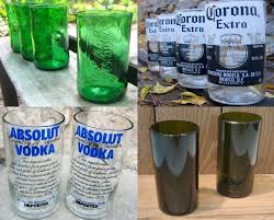 Finally Something To Do With All Those Rootbeer Bottles We Ve Collected Make Glasses Out Of Bottles Using Just Nail Polis Crafty Diy Wine Bottle Diy Projects
