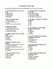 The time4learning first grade scope and sequence. Medieval Period Quiz Printable 5th 8th Grade Teachervision