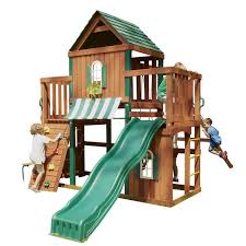 Sandbox with a swing set ladder and climbing wall to reach the raised, rectangular play fort with. Swing Sets Playsets On Sale Now Wayfair