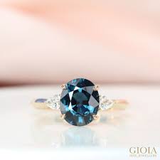 Blue Spinel Wedding Rings Gemstone Wedding Rings Gemstone Engagement Rings Trilogy Engagement Ring