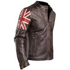 Biker Vintage Cafe Racer Leather Jacket Uk Flag Brown Handmade New All Sizes Cafe Racer Leather Jacket Leather Jacket Men Mens Leather Jacket Distressed