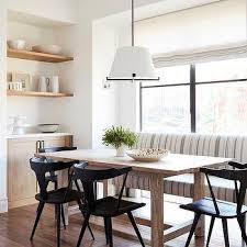 The table, chairs, and bench are all equipped with nylon foot pads to prevent scratches on the floor. Linen Upholstered Bench Design Ideas