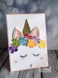 Maybe you would like to learn more about one of these? Unicorn Birthday Card Using Stampin Up Tropical Chic By Kate Morgan Australia Unicorn Birthday Cards Unicorn Card Handmade Birthday Cards