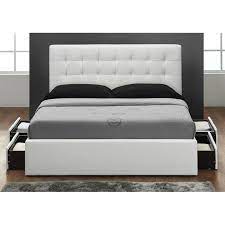 Belmont Leather Platform Storage Bed In White Queen Size Storage Bed King Size Storage Bed Headboards For Beds