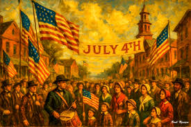 Vintage fourth of July parade in small town America
