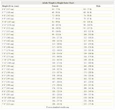 adult male and female height to weight ratio chart weight