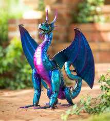 Maybe you would like to learn more about one of these? Iridescent Purple And Blue Metal Sitting Indoor Outdoor Dragon Sculpture Wind And Weather