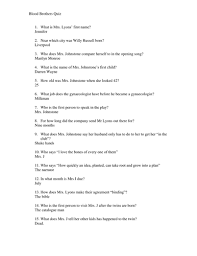One of the best ways to challenge our mind is through trick questions. Blood Brothers Quiz Questions And Answers Teaching Resources