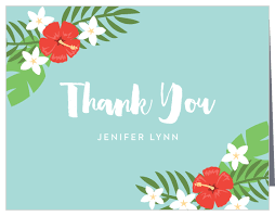 Fri, aug 6, 2021, 4:00pm edt Hawaiian Aloha Bridal Shower Thank You Cards By Basic Invite