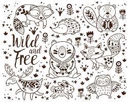 Los Animales Del Bosque Dibujos Para Colorear Para Los Ninos Vector Dibujado A Mano Sobre Un Fondo Blanco Libro De Colorear Ornamental Ilustracion Patron Tri Paginas Para Colorear Animales Del Bosque