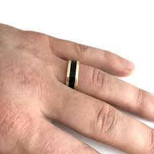 Black And Gold Wedding Band For Him Mens Wedding Band Gold Ring With Enamel Wedding Band Mens Etsy Mens Wedding Bands Mens Gold Wedding Band Black Wedding Band