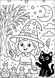 The witch's apprentice - Wizards Coloring Pages