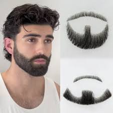 Men Wig Chevron Cop Fake Costume Human Hair Mustache