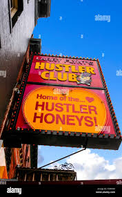 Larry Flynt Hustler Club overhead sign on Broadway in the North Beach  district of San Francisco CA Stock Photo - Alamy