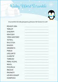Scrabble pics is a brand new spin on the word trivia game, with a scrabble twist. Word Scramble Baby Shower Game Winter Baby Shower Theme For Baby Boy Blue Penguin Celebrate Life Crafts