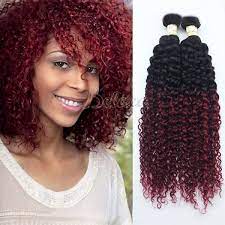 3 Bundles Burgundy Colored Weave Curly Brazilian Ombre Hair Bundles Afro Hair Extensions Wholesale Ombre Hair Ombre Hair Weave Hair Color Burgundy