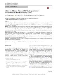 West (peninsular) malaysia shares a border with thailand , is connected by a causeway and a bridge (the 'second link') to the island state of singapore. Validation Of Bahasa Malaysia Stop Bang Questionnaire For Identification Of Obstructive Sleep Apnea Request Pdf