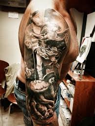Archangel tattoo designs ideas meanings images. Saint Michael Half Sleeve Tattoo Cool Tattoos St Michael Tattoo Quote Tattoos Girls