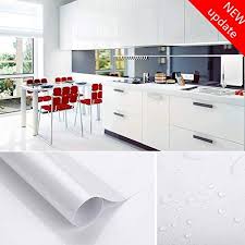 Johgee 5m 61cm Papier Adhesif Pour Meuble Blanc En Pvc Cuisine Film Adhesif Mural Paillettes Sur La Sur Meuble Cuisine Blanc Sticker Meuble Papier Autocollant
