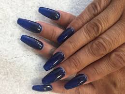 Want to have some gorgeous nails this season? Long Coffin Dark Blue Acrylic Nails Novocom Top