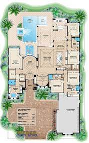 Mediterranean House Plan Luxury 1 Story Home Floor Plan With Pool Mediterranean Style House Plans Mediterranean House Plans Luxury House Floor Plans