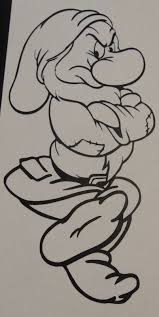 Walt Disney Snow White Dwarf Grumpy Cartoon Right Facing Vinyl Decal Sticker Disney Henna Sketch Book Disney Drawings
