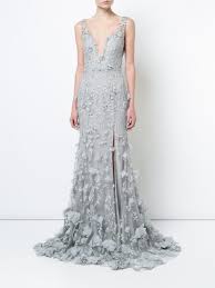 Marchesa Notte 3d Floral Plunge Gown Farfetch Evening Gown Dresses Fancy Dresses Gorgeous Dresses