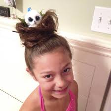 Crazy Hair Day Bird Nest With Beanie Boo Owl In It So Easy And So Cute Seltsame Frisuren Halloween Haar Verruckte Frisuren