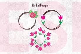 Download Free Svg Rose And Tulip Circle Monogram Frame Designs Svg Dxf Eps And Png Free Svg File Download