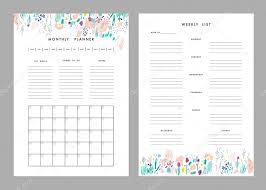 Monthly Planner plus Weekly List Templates. — Vettoriali Stock ...