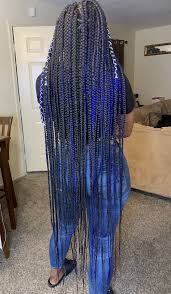 Black And Blue Box Braids Nipsey Inspired Calf Length Box Braids Blue Box Braids Box Braids Black Box Braids