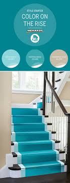 My medalion cabinets have held up great. Give A Simple Wood Staircase Flair With A Double Stripe Of Bright Color For This Look We Chose Two Diffe Living Room Colors Bathroom Paint Colors Room Colors