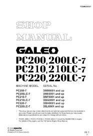 It is important to own the good service manual on hand to perform your own repair and service work. Komatsu Pc200 7 Pc200lc 7 Pc210 7 Pc210lc 7 Excavator Manual Komatsu Excavator Manual