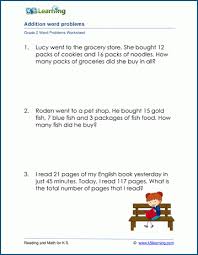 Check out these free printable addition and subtraction word problems . Grade 2 Addition Word Problem Worksheets 1 3 Digits K5 Learning